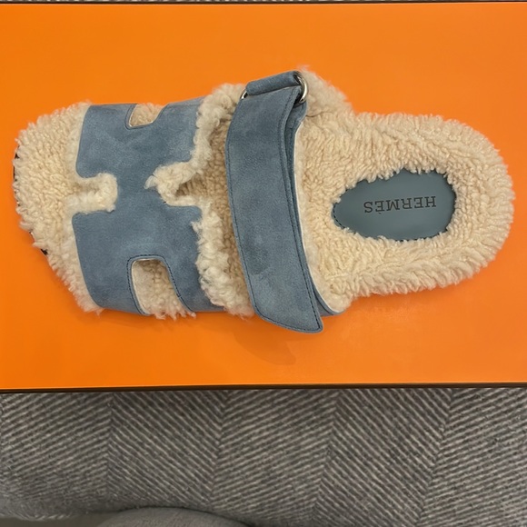 Hermes Chypre Sandal Bleu/Pinede/Ecru - Picture 2 of 5